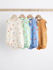 Multi Sealife Baby Bloomer Jersey Rompers 4 Pack - Image 1 of 9