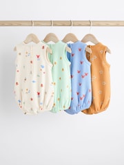 Multi Sealife Baby Bloomer Jersey Rompers 4 Pack - Image 2 of 9