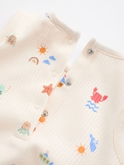 Multi Sealife Baby Bloomer Jersey Rompers 4 Pack - Image 8 of 9