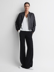 Reiss Ivory Natalia Silk-Front V-Neck T-Shirt - Image 5 of 5