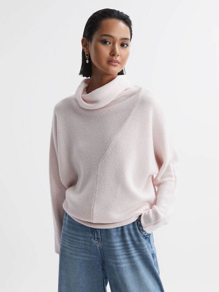 Reiss Light Pink Eva Wool Blend Turtle Neck Jumper - Image 1 of 5