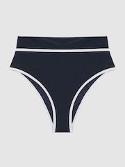 Reiss Navy/White Cristina High Rise Bikini Bottoms - Image 2 of 3