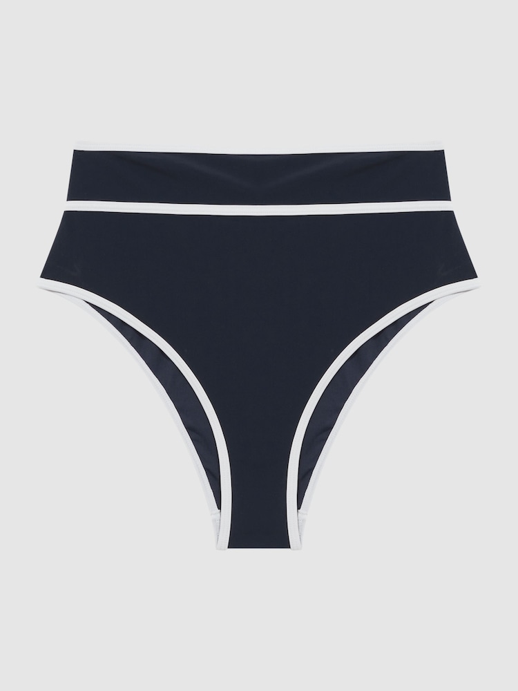 Reiss Navy/White Cristina High Rise Bikini Bottoms - Image 2 of 3