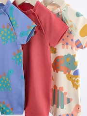 Rdeča z dinozavrom - dojenček Jersey 100% Cotton haljica za igranje 3 komplet - Slika 6 iz 9