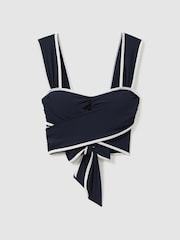 Reiss Navy/White Cristina Wrap Design Sweetheart Bikini Top - Image 2 of 5