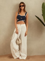 Reiss Navy/White Cristina Wrap Design Sweetheart Bikini Top - Image 4 of 5