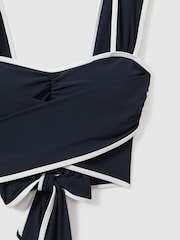 Reiss Navy/White Cristina Wrap Design Sweetheart Bikini Top - Image 5 of 5