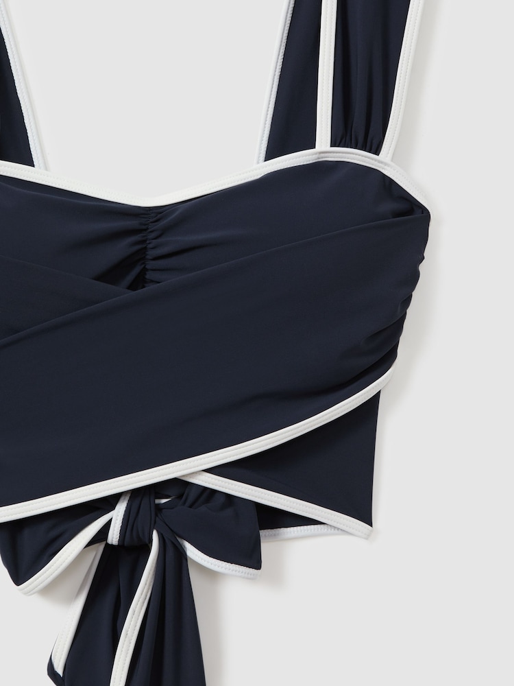 Reiss Navy/White Cristina Wrap Design Sweetheart Bikini Top - Image 5 of 5