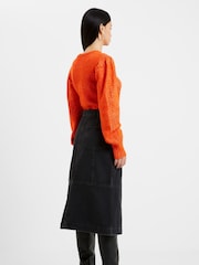 French Connection Black Denver Denim 100% Cotton Midi Skirt - Image 2 of 4