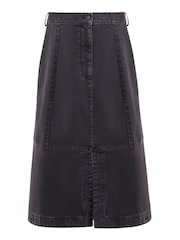 French Connection Black Denver Denim 100% Cotton Midi Skirt - Image 4 of 4