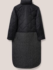 White Stuff Luna Fabric Mix Quilted Black Coat - Image 6 of 7