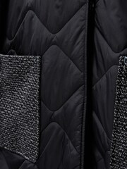 White Stuff Luna Fabric Mix Quilted Black Coat - Image 7 of 7