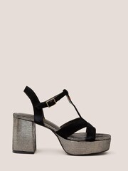 White Stuff Elsa Suede Heeled Black Sandals - Image 1 of 4