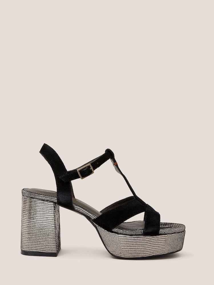 White Stuff Elsa Suede Heeled Black Sandals - Image 1 of 4 White Stuff Elsa Suede Heeled Black Sandals - Image 1 of 4