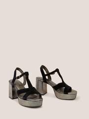 White Stuff Elsa Suede Heeled Black Sandals - Image 2 of 4