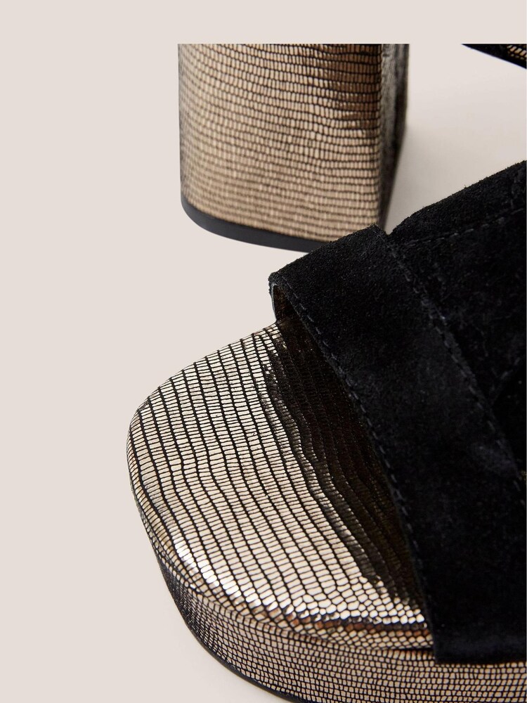 White Stuff Elsa Suede Heeled Black Sandals - Image 4 of 4
