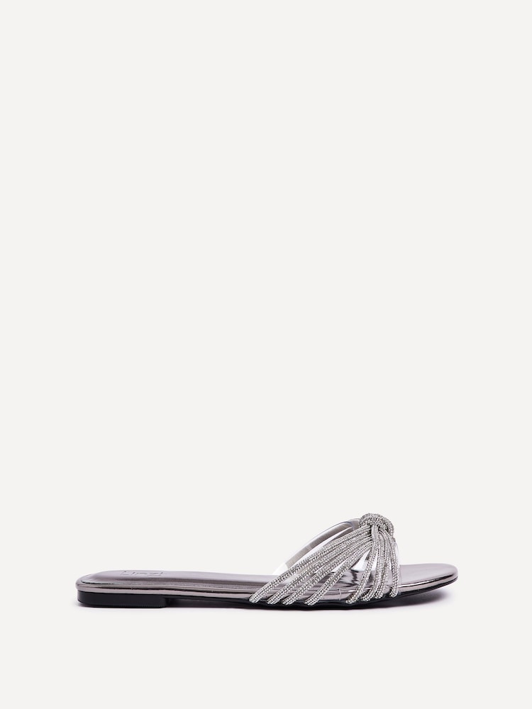 Linzi Silver Monica Silver Embellished Flat Sandals - Image 2 of 5