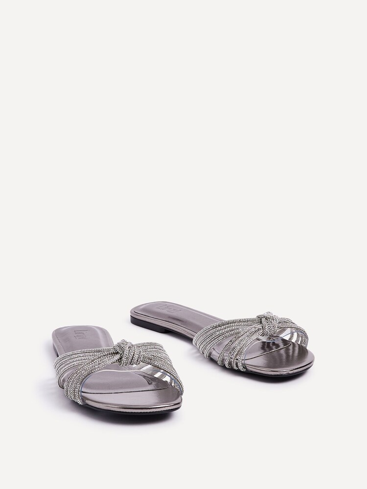 Linzi Silver Monica Silver Embellished Flat Sandals - Image 3 of 5
