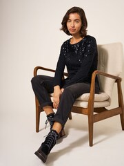 White Stuff Black Roxy Sequin Top - Image 3 of 7