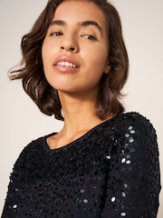 White Stuff Black Roxy Sequin Top - Image 4 of 7
