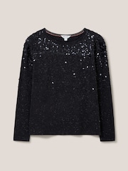 White Stuff Black Roxy Sequin Top - Image 5 of 7