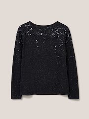 White Stuff Black Roxy Sequin Top - Image 6 of 7