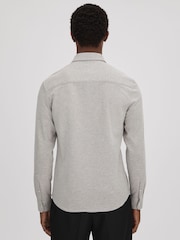 Reiss Soft Grey Melange Ragan Textured Button-Through Shirt - Image 5 of 6