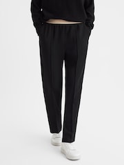 Reiss Black Iona Elasticated Waistband Tapered Trousers - Image 1 of 5