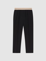 Reiss Black Iona Elasticated Waistband Tapered Trousers - Image 2 of 5