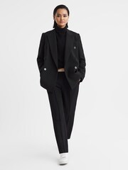 Reiss Black Iona Elasticated Waistband Tapered Trousers - Image 4 of 5