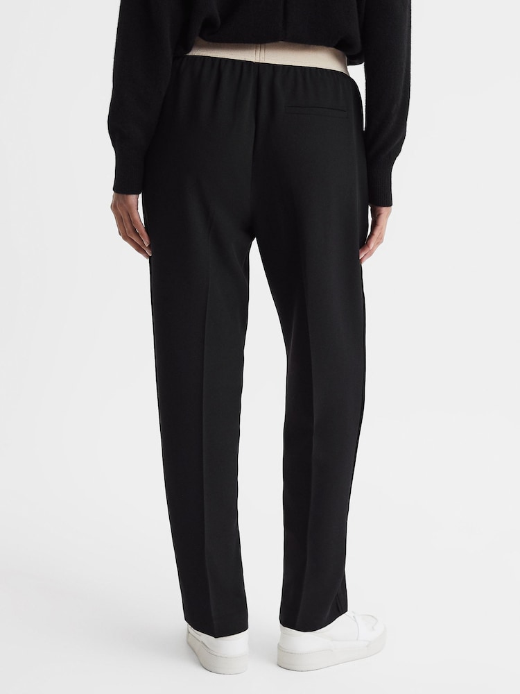 Reiss Black Iona Elasticated Waistband Tapered Trousers - Image 5 of 5