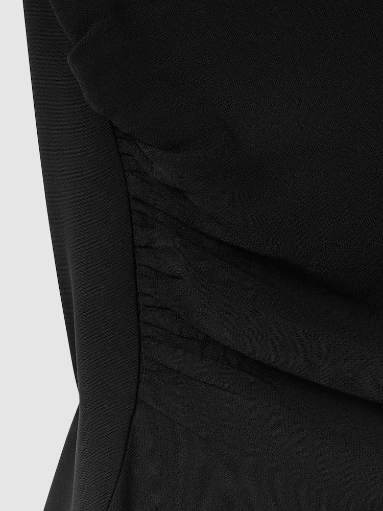 Reiss Black Miller Asymmetric Bodycon Midi Dress - Image 6 of 6