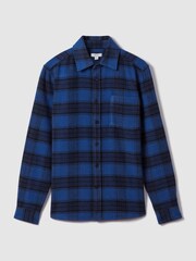 Reiss Bright Blue Dortch Brushed Checked Button-Through Shirt - Image 2 of 6