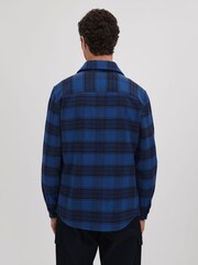 Reiss Bright Blue Dortch Brushed Checked Button-Through Shirt - Image 5 of 6
