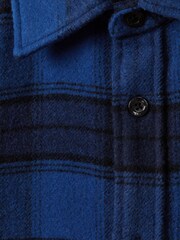 Reiss Bright Blue Dortch Brushed Checked Button-Through Shirt - Image 6 of 6