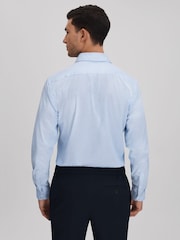 Reiss White/Soft Blue Archie Striped Cutaway Collar Shirt - Image 5 of 6
