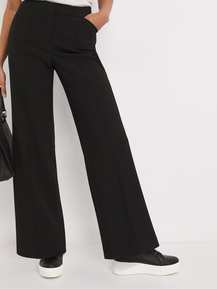 JD Williams Black Magisculpt Wide Leg Trousers Short - Image 1 of 4