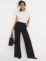 JD Williams Black Magisculpt Wide Leg Trousers Short - Image 3 of 4