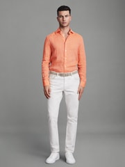 Reiss Peach Ruban Linen Button-Through Shirt - Image 3 of 5