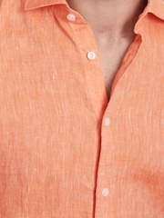 Reiss Peach Ruban Linen Button-Through Shirt - Image 4 of 5
