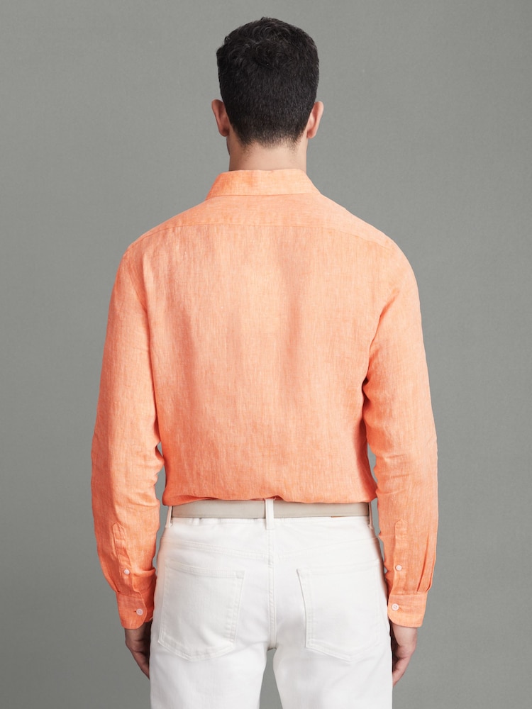 Reiss Peach Ruban Linen Button-Through Shirt - Image 5 of 5