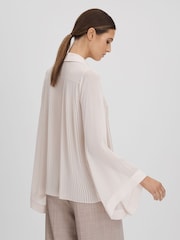 Reiss Nude Magda Pleated Flared Sleeve Blouse - Image 6 of 6