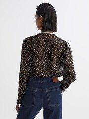 Reiss Black/Rust Nerin Polka Dot Tie Neck Blouse - Image 5 of 5