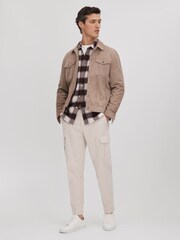Reiss Brown Multi Dortch Brushed Checked Button-Through Shirt - Image 3 of 6