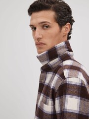 Reiss Brown Multi Dortch Brushed Checked Button-Through Shirt - Image 4 of 6
