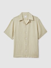 Reiss Chartreuse Beldi Relaxed Linen Cuban Collar Shirt - Image 2 of 6
