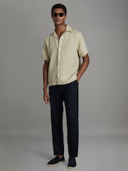 Reiss Chartreuse Beldi Relaxed Linen Cuban Collar Shirt - Image 3 of 6