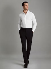 Reiss White Nate Cutaway Collar Jersey Slim Fit Shirt - Image 3 of 6