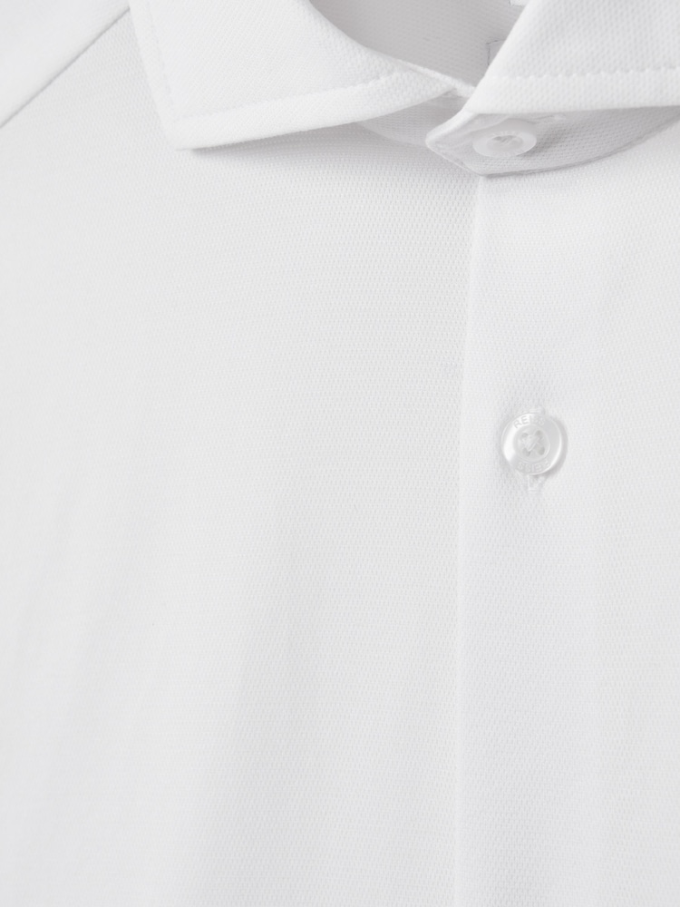 Reiss White Nate Cutaway Collar Jersey Slim Fit Shirt - Image 6 of 6