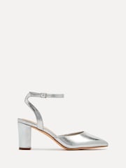 Linzi Silver Carrie Open Back Court Block Heels - Image 2 of 5